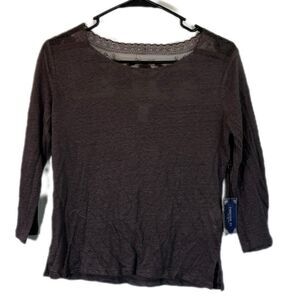 Forever 21 Gray Fitted 3/4 Sleeve Blouse